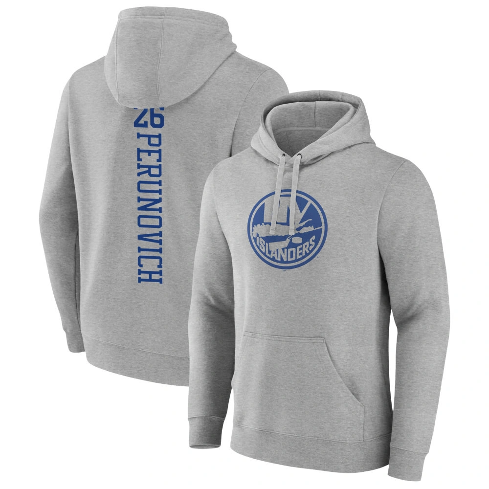 Youth New York Islanders Heather Gray Scott Perunovich Pullover Hoodie Youth New York Islanders Heather Gray Scott Perunovich Pullover Hoodie