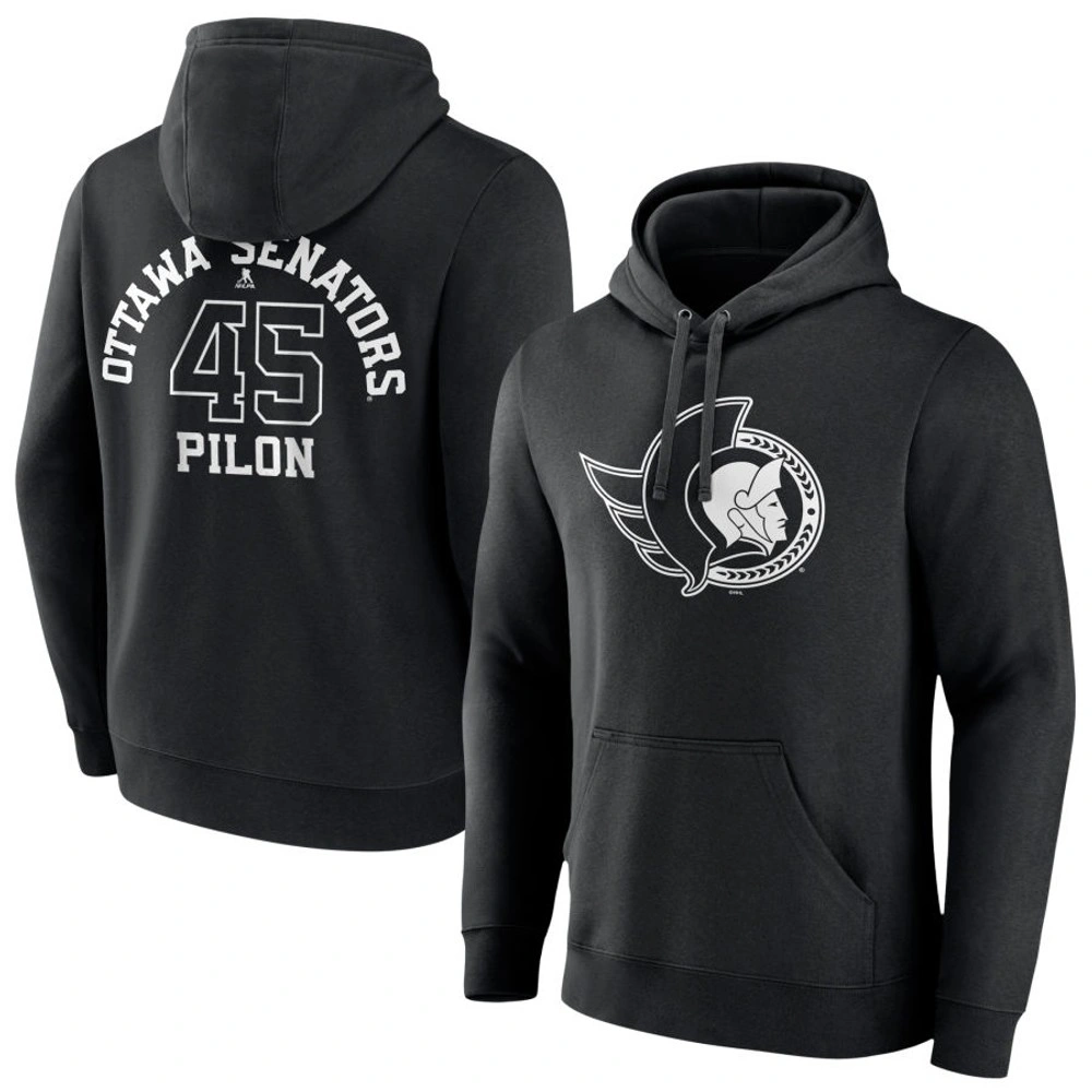 Youth Ottawa Senators Black Monochrome Garrett Pilon Pullover Hoodie Youth Ottawa Senators Black Monochrome Garrett Pilon Pullover Hoodie