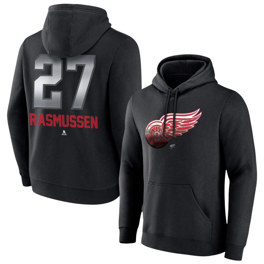 Youth Detroit Red Wings Black Midnight Mascot Logo Michael Rasmussen Pullover Hoodie Youth Detroit Red Wings Black Midnight Mascot Logo Michael Rasmussen Pullover Hoodie