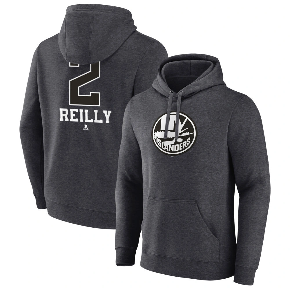 Youth New York Islanders Charcoal Monochrome Mike Reilly Pullover Hoodie