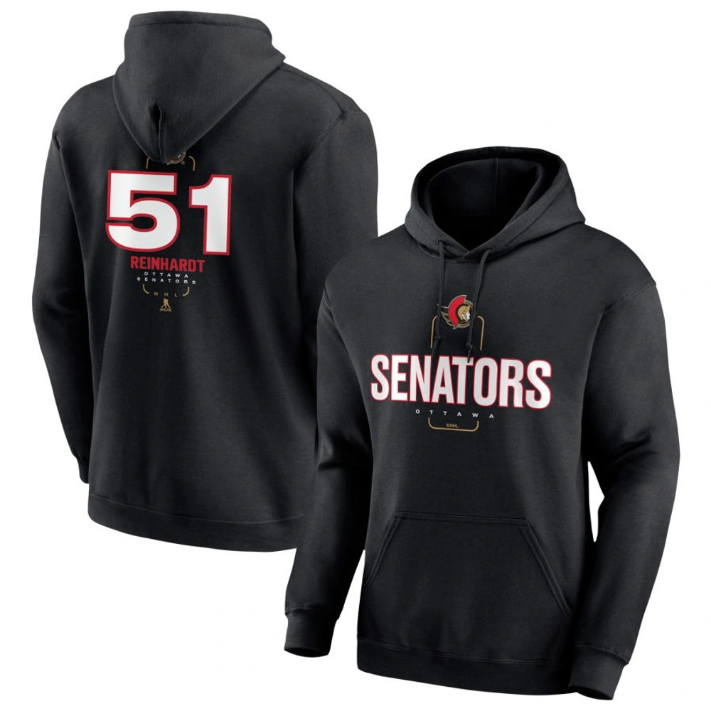 Men's Ottawa Senators Black Midfielder Cole Reinhardt Player Pullover Hoodie Men's Ottawa Senators Black Midfielder Cole Reinhardt Player Pullover Hoodie