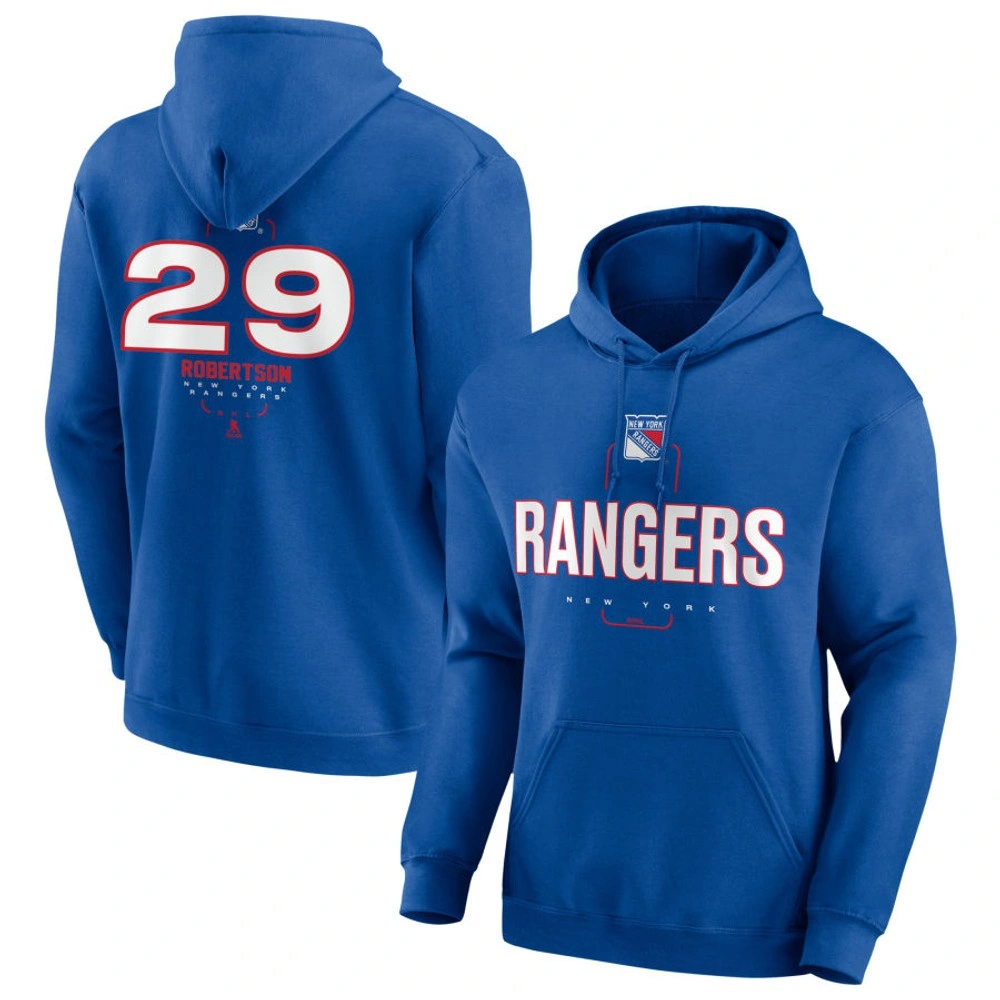 Men's New York Rangers Blue Midfielder Matthew Robertson Player Pullover Hoodie