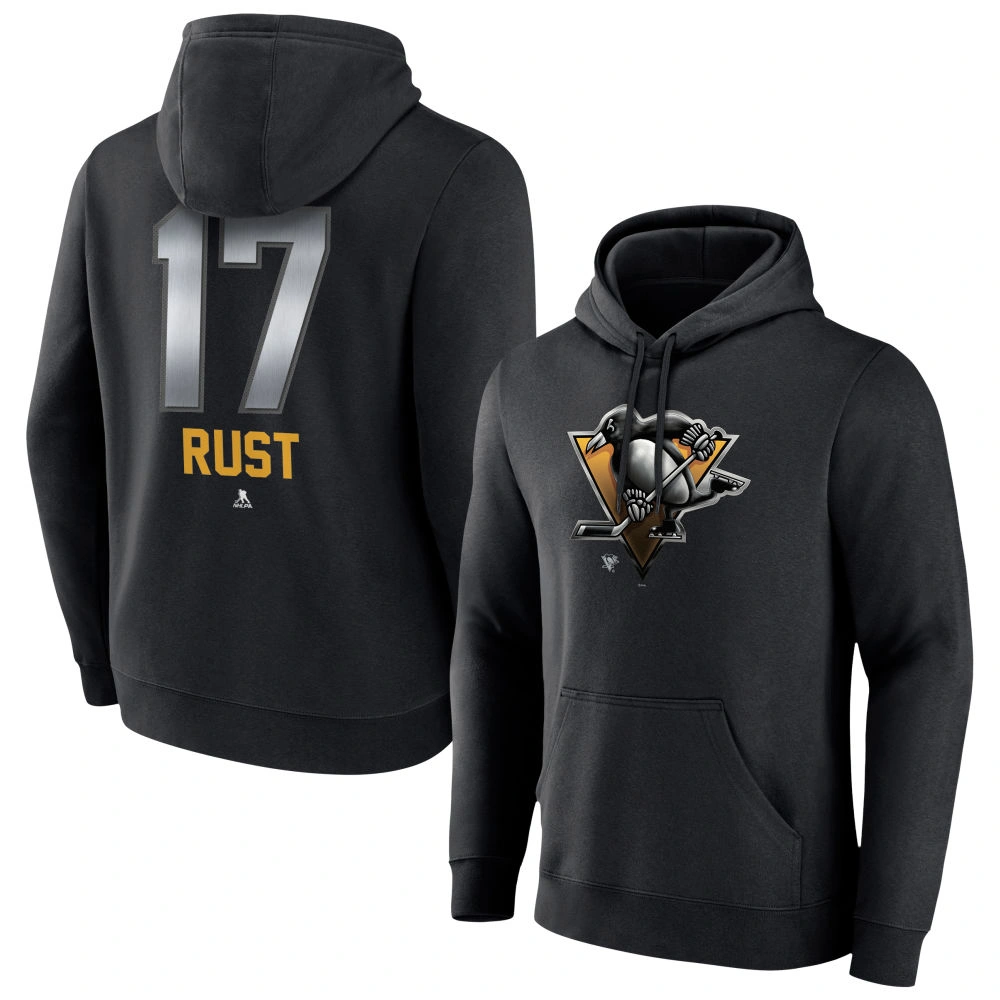 Youth Pittsburgh Penguins Black Midnight Mascot Logo Bryan Rust Pullover Hoodie Youth Pittsburgh Penguins Black Midnight Mascot Logo Bryan Rust Pullover Hoodie
