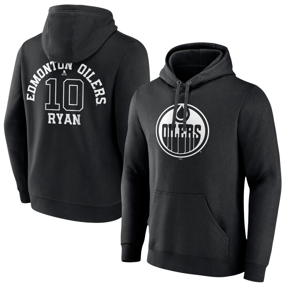 Youth Edmonton Oilers Black Monochrome Derek Ryan Pullover Hoodie Youth Edmonton Oilers Black Monochrome Derek Ryan Pullover Hoodie