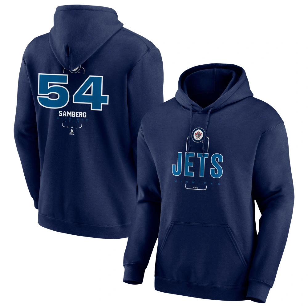 Youth Winnipeg Jets Navy Midfielder Dylan Samberg Pullover Hoodie Youth Winnipeg Jets Navy Midfielder Dylan Samberg Pullover Hoodie