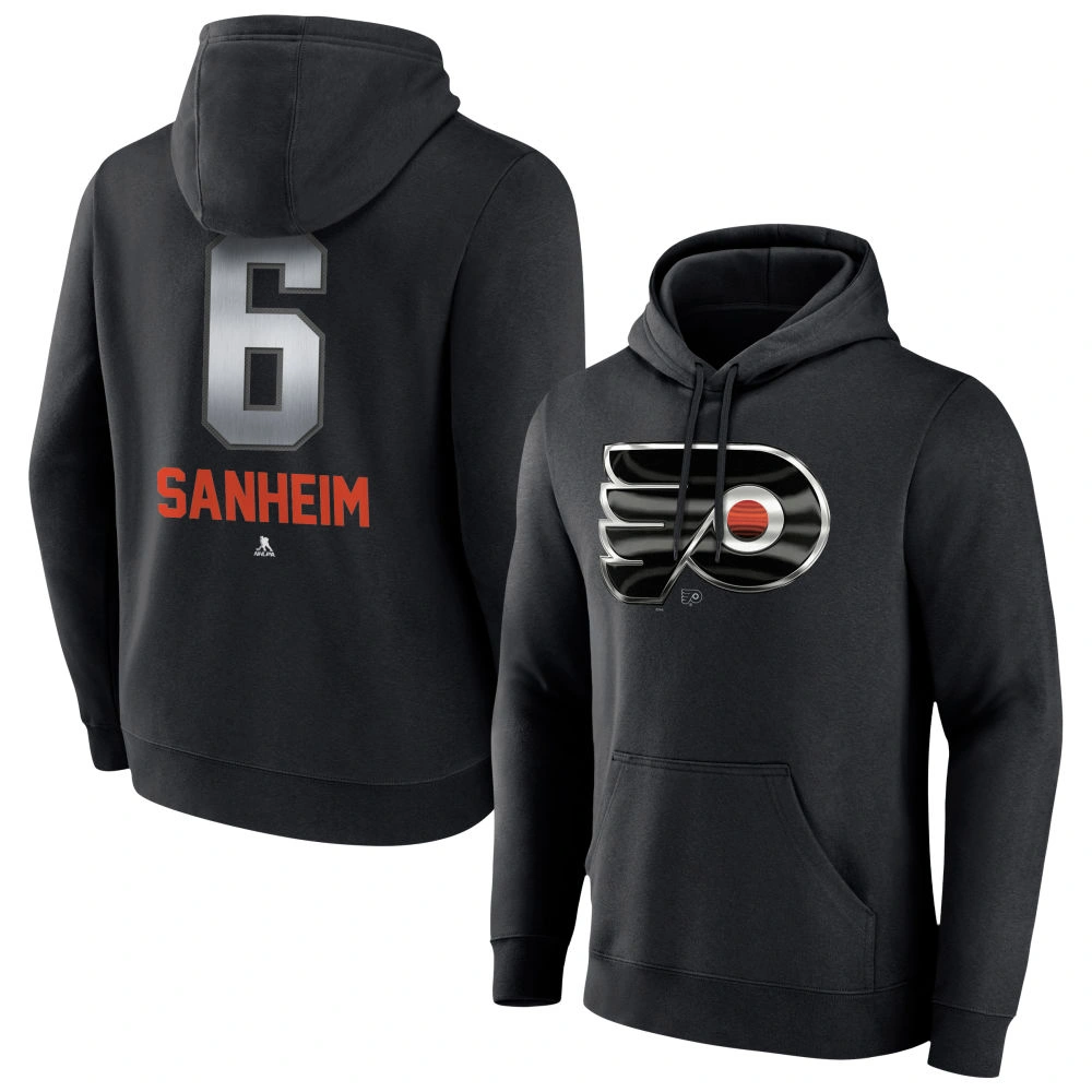Youth Philadelphia Flyers Black Midnight Mascot Logo Travis Sanheim Pullover Hoodie