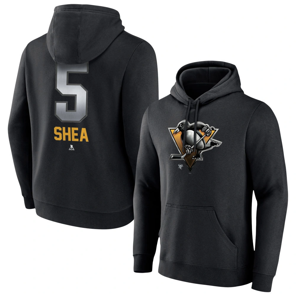 Men's Pittsburgh Penguins Black Midnight Mascot Logo Ryan Shea Player Pullover Hoodie Men's Pittsburgh Penguins Black Midnight Mascot Logo Ryan Shea Player Pullover Hoodie