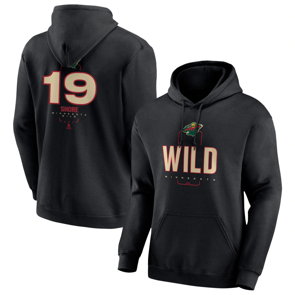 Men's Minnesota Wild Black Midfielder Devin Shore Player Pullover Hoodie