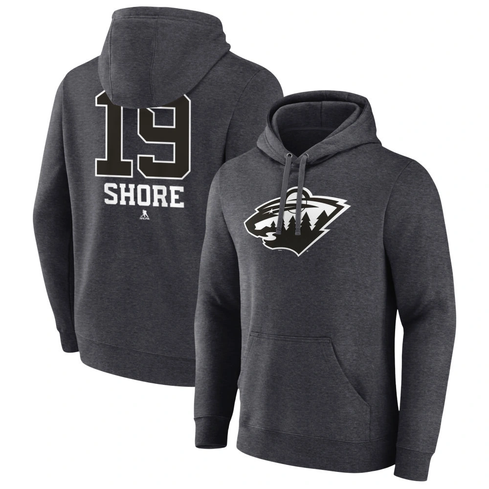 Youth Minnesota Wild Charcoal Monochrome Devin Shore Pullover Hoodie Youth Minnesota Wild Charcoal Monochrome Devin Shore Pullover Hoodie