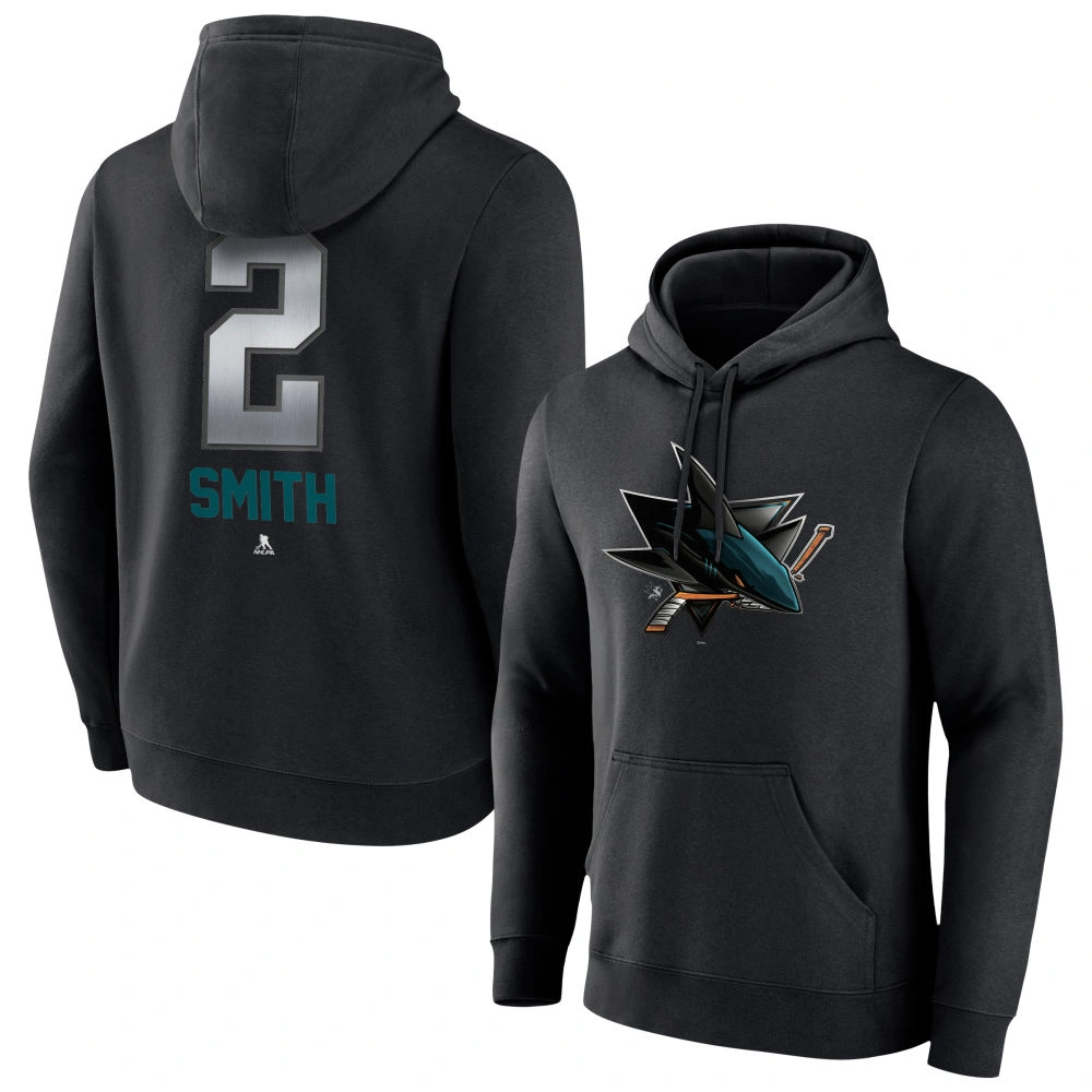 Youth San Jose Sharks Black Midnight Mascot Logo Will Smith Pullover Hoodie Youth San Jose Sharks Black Midnight Mascot Logo Will Smith Pullover Hoodie