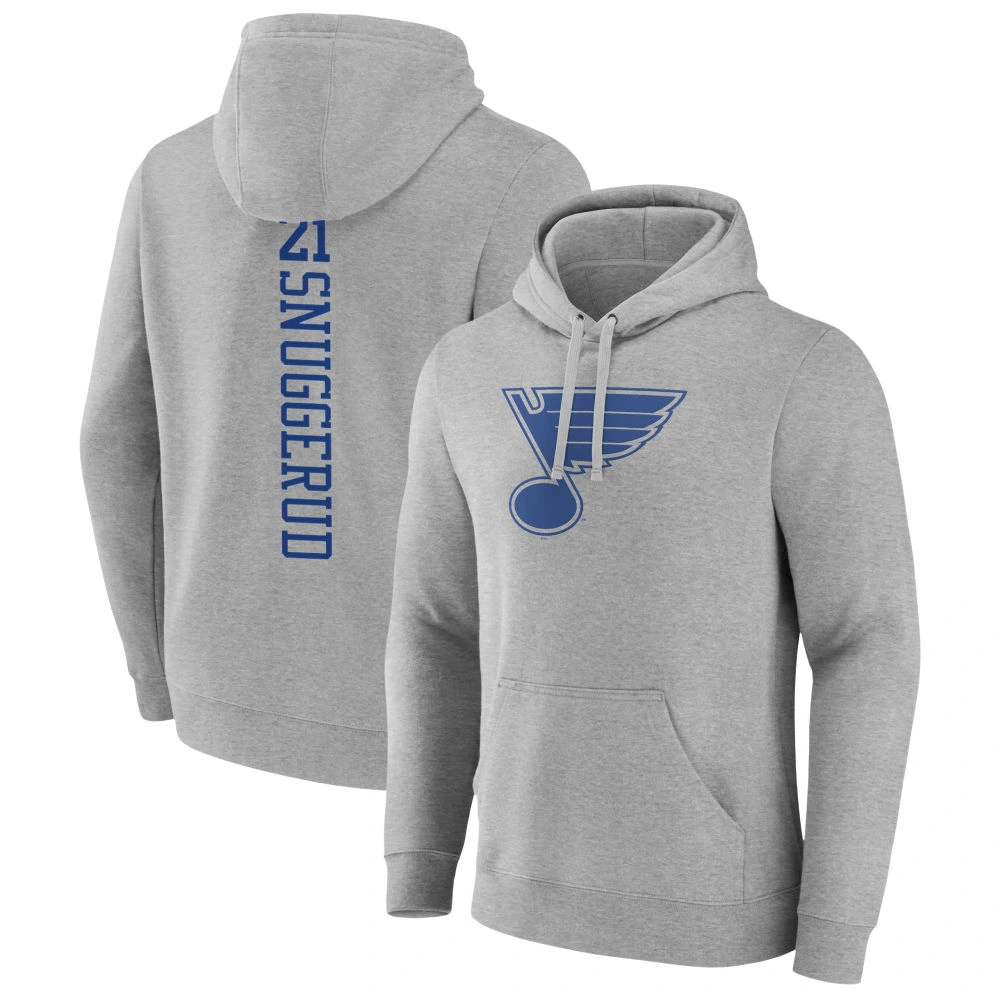 Youth St. Louis Blues Heather Gray Jimmy Snuggerud Pullover Hoodie Youth St. Louis Blues Heather Gray Jimmy Snuggerud Pullover Hoodie