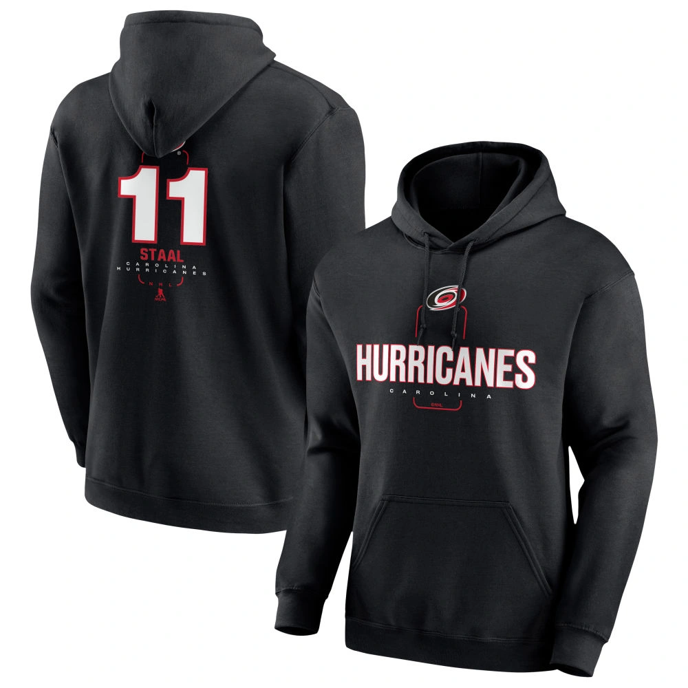 Men's Carolina Hurricanes Black Midfielder Jordan Staal Player Pullover Hoodie Men's Carolina Hurricanes Black Midfielder Jordan Staal Player Pullover Hoodie