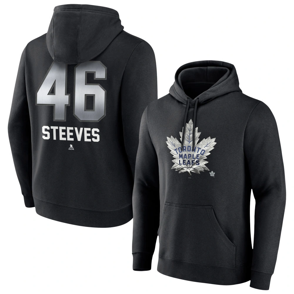 Youth Toronto Maple Leafs Black Midnight Mascot Logo Alex Steeves Pullover Hoodie
