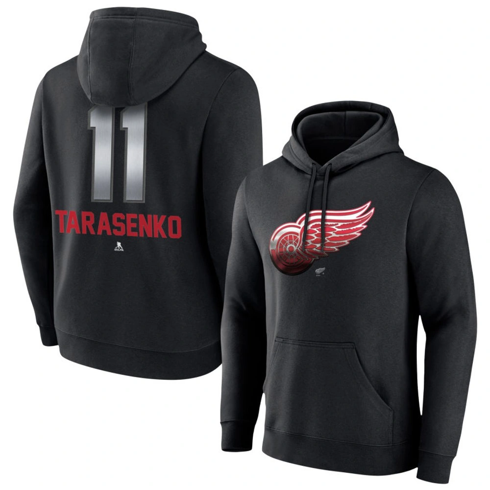 Youth Detroit Red Wings Black Midnight Mascot Logo Vladimir Tarasenko Pullover Hoodie Youth Detroit Red Wings Black Midnight Mascot Logo Vladimir Tarasenko Pullover Hoodie