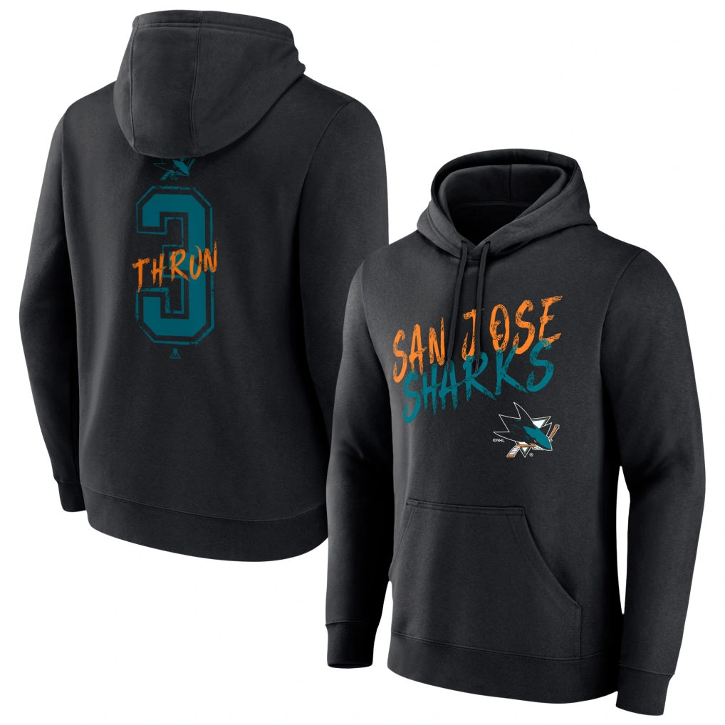 Youth San Jose Sharks Charcoal Monochrome Henry Thrun Pullover Hoodie Youth San Jose Sharks Charcoal Monochrome Henry Thrun Pullover Hoodie