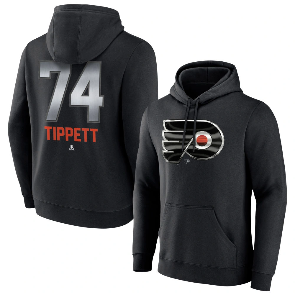 Youth Philadelphia Flyers Black Midnight Mascot Logo Owen Tippett Pullover Hoodie Youth Philadelphia Flyers Black Midnight Mascot Logo Owen Tippett Pullover Hoodie
