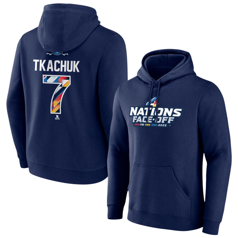 Youth 2025 Four Nations Face-Off Brady Tkachuk Pullover Hoodie - Navy Youth 2025 Four Nations Face-Off Brady Tkachuk Pullover Hoodie - Navy