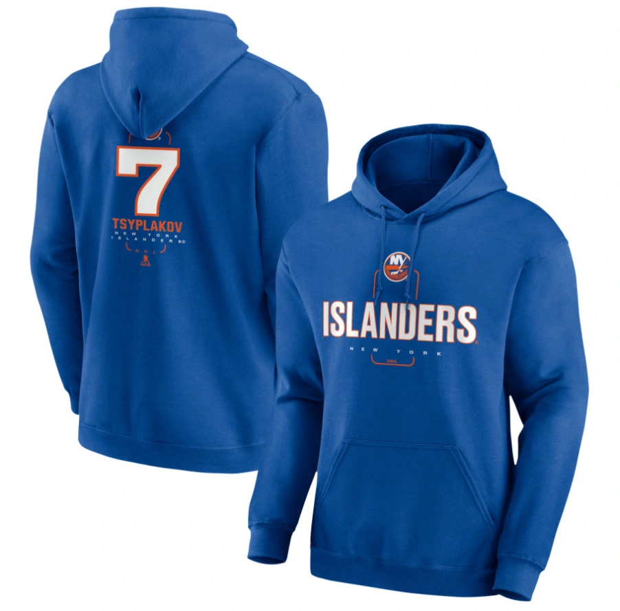 Men's New York Islanders Royal Midfielder Maxim Tsyplakov Player Pullover Hoodie Men's New York Islanders Royal Midfielder Maxim Tsyplakov Player Pullover Hoodie