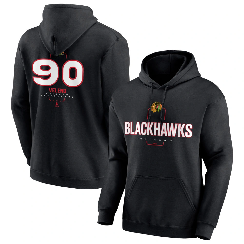 Youth Chicago Blackhawks Black Midfielder Joe Veleno Pullover Hoodie Youth Chicago Blackhawks Black Midfielder Joe Veleno Pullover Hoodie