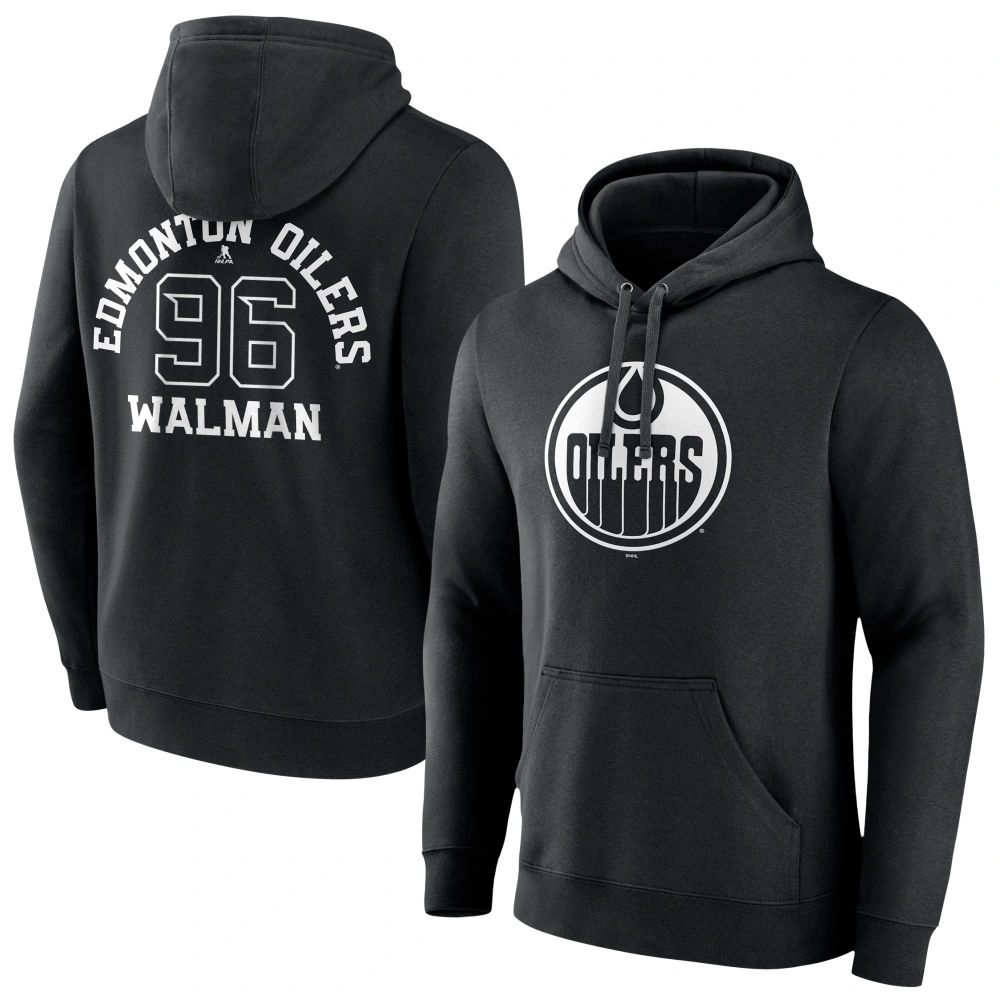Youth Edmonton Oilers Black Monochrome Jake Walman Pullover Hoodie Youth Edmonton Oilers Black Monochrome Jake Walman Pullover Hoodie