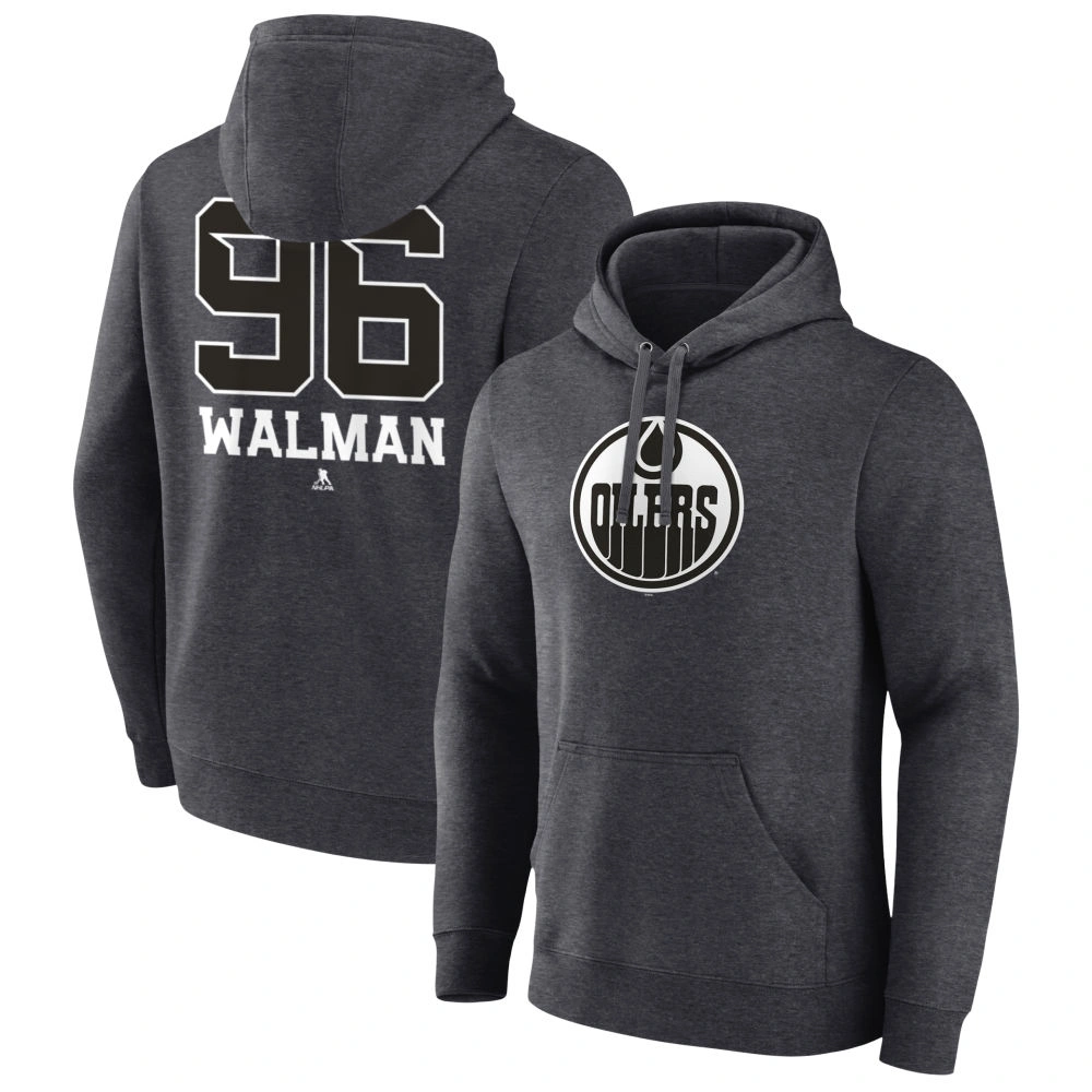 Youth Edmonton Oilers Charcoal Monochrome Jake Walman Pullover Hoodie Youth Edmonton Oilers Charcoal Monochrome Jake Walman Pullover Hoodie