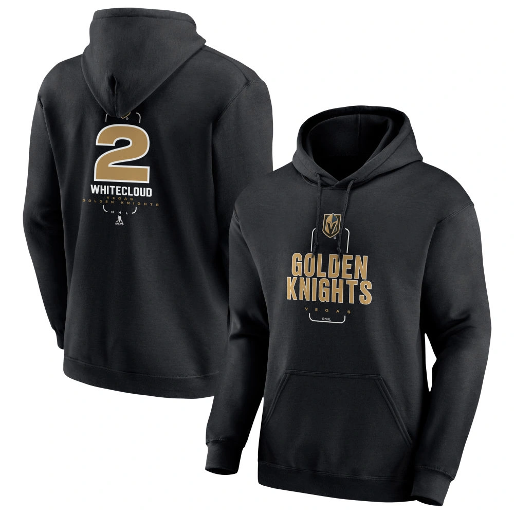 Men's Vegas Golden Knights Black Midfielder Zach Whitecloud Player Pullover Hoodie Men's Vegas Golden Knights Black Midfielder Zach Whitecloud Player Pullover Hoodie