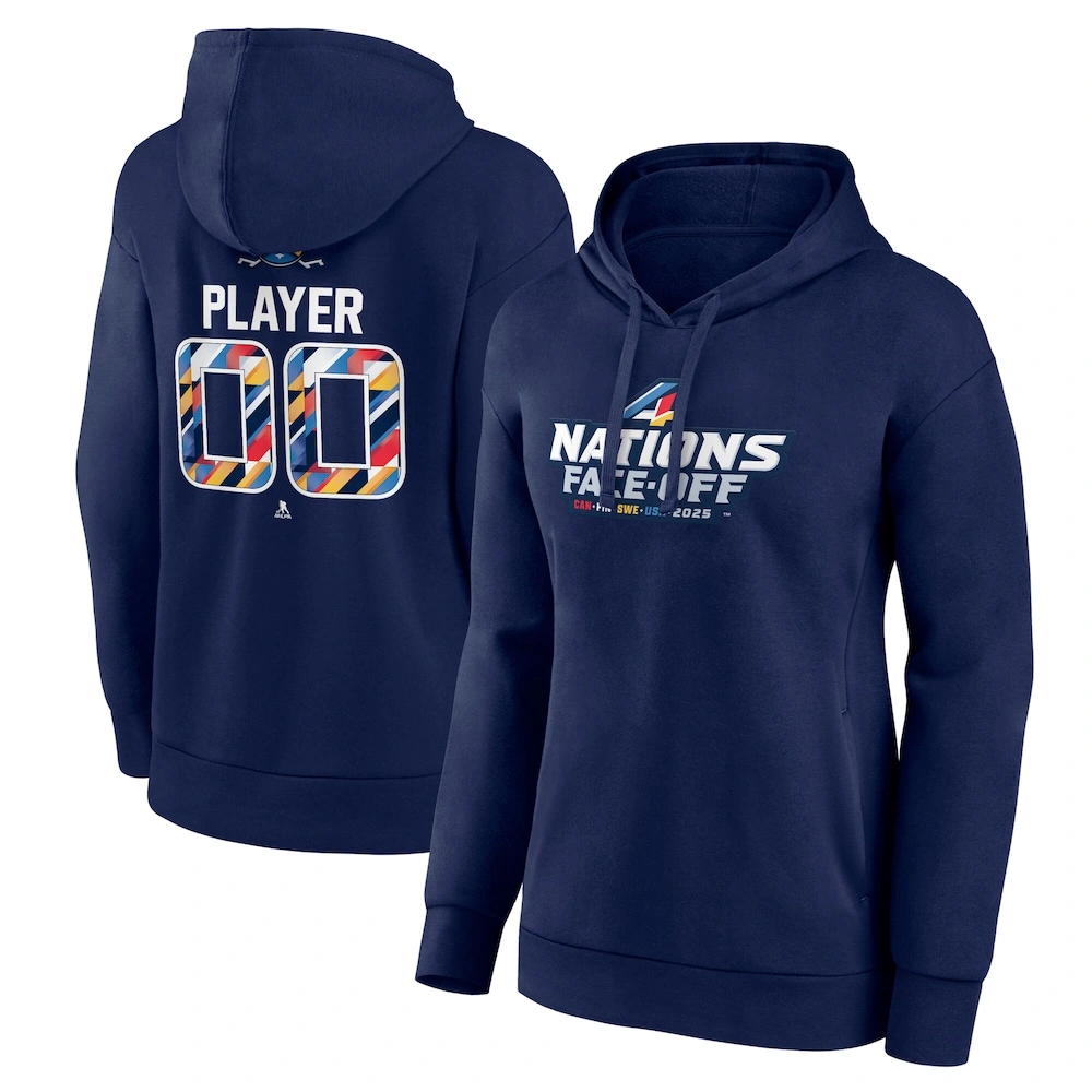 Women's 2025 Four Nations Face-Off Customized Player Pullover Hoodie - Navy Women's 2025 Four Nations Face-Off Customized Player Pullover Hoodie - Navy