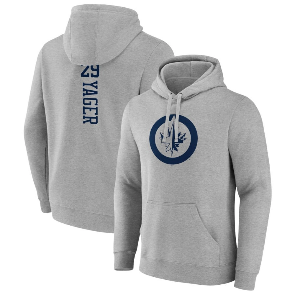 Men's Winnipeg Jets Heather Gray Brayden Yager Player Pullover Hoodie Men's Winnipeg Jets Heather Gray Brayden Yager Player Pullover Hoodie