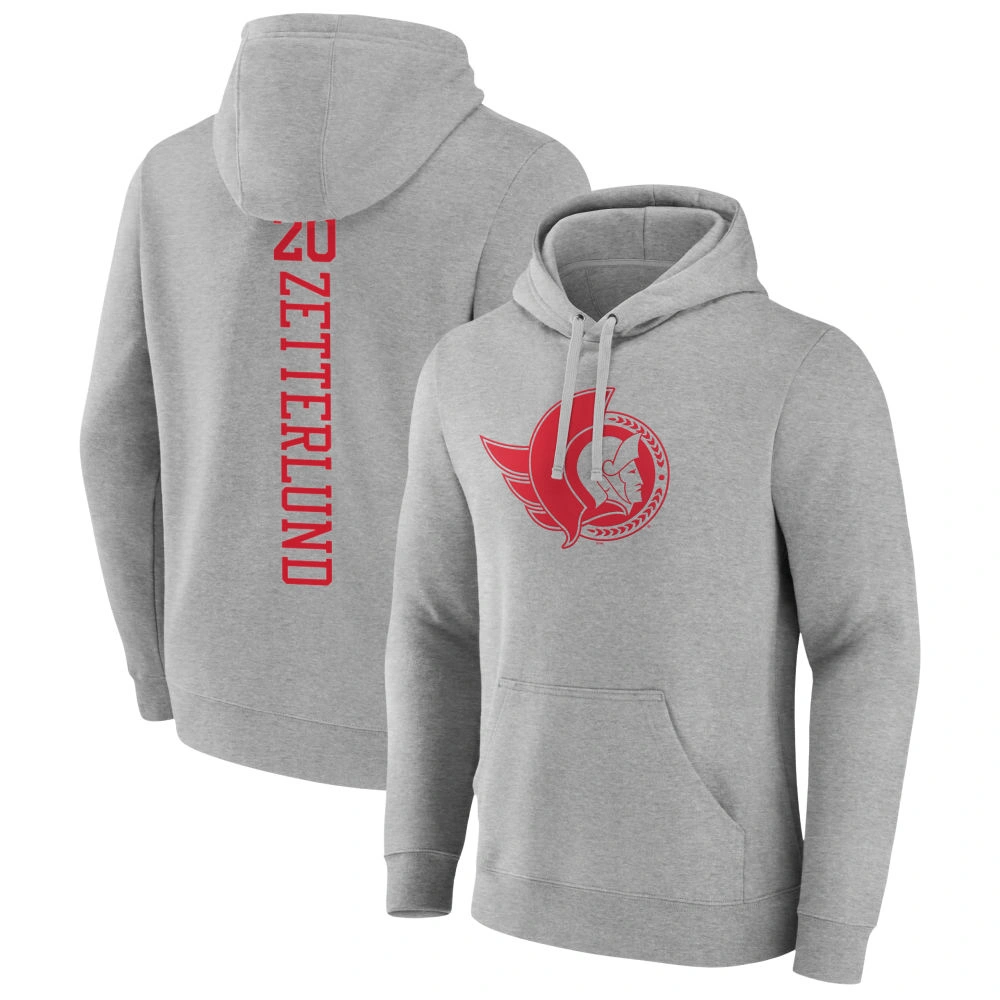 Youth Ottawa Senators Heather Gray Fabian Zetterlund Pullover Hoodie Youth Ottawa Senators Heather Gray Fabian Zetterlund Pullover Hoodie