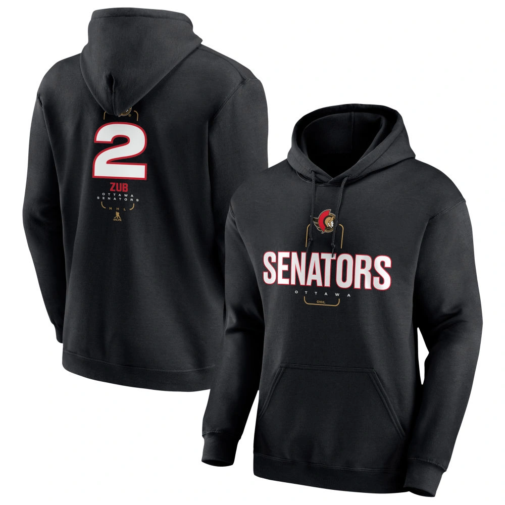 Men's Ottawa Senators Black Midfielder Artem Zub Player Pullover Hoodie